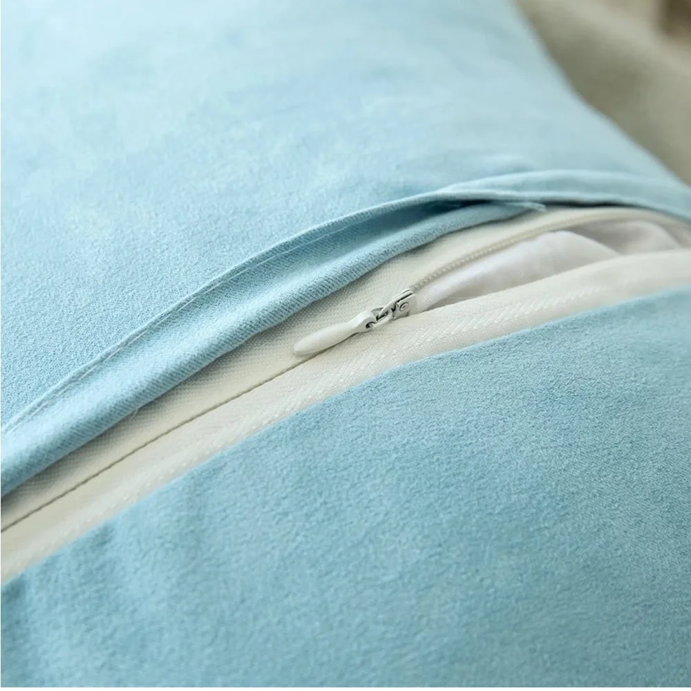 Luxury Home | Chic Light Blue Faux Long Fur Luxe Lumbar Throw Pillow Cover
